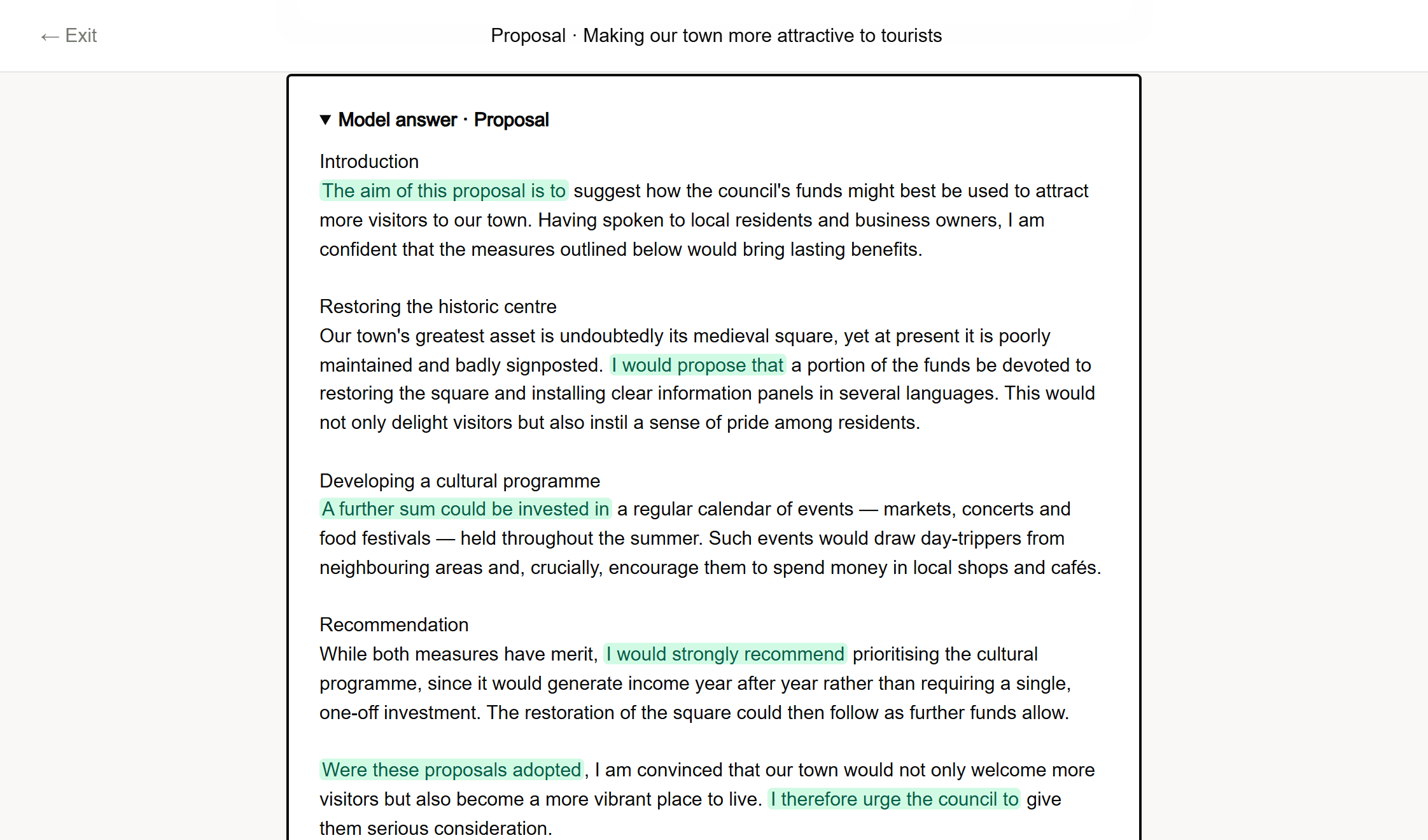 A model answer, with phrases worth stealing