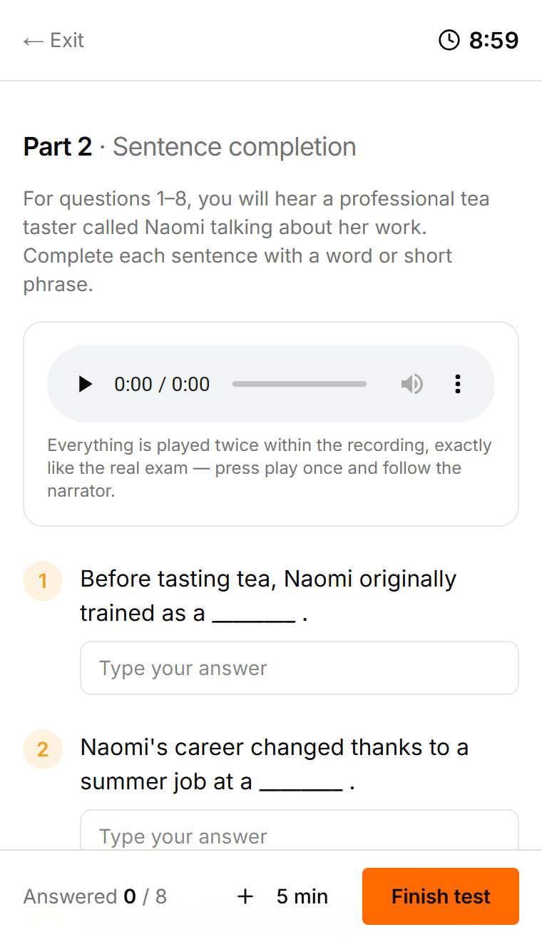 A C1 Advanced Listening exercise with its recording